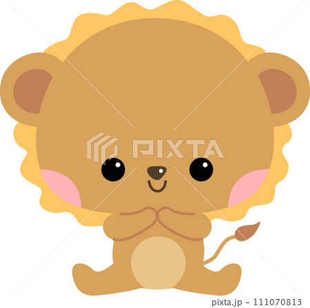 幼児向けのかわいいライオンのキャラクターイラスト 111070813