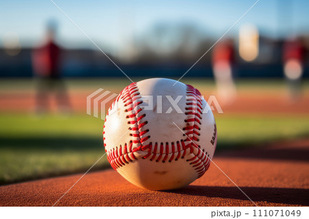 Baseball on the field in the rays of the setting sun. Baseball on the field in the rays of the setting sun. 111071049