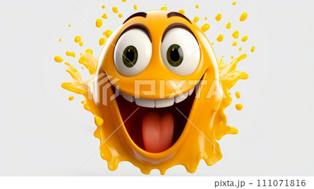 Egg with a cheerful face 3D on a white background. Egg with a cheerful face 3D on a white background. 111071816