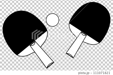 白黒のシンプルな卓球のイラスト 111071821