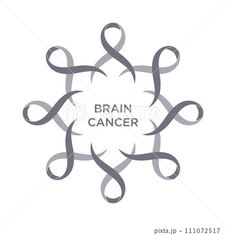 Cancer ribbon grey color representing the support of tackling cancers. The ribbons circular as a symbol of cancer. Vector illustration EPS.8 EPS.10 111072517