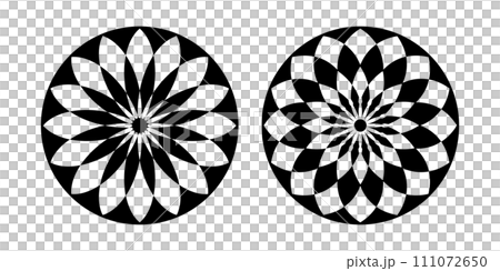 Decorative Radial Circle Floral Patterns. Abstract Flower Icons Set. Vector Art. Decorative Radial Circle Floral Patterns. Abstract Flower Icons Set. Vector Art. 111072650