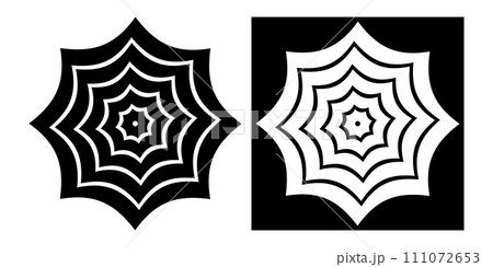 Black and White Cobweb Icons. Design Elements Set. Vector Art. Black and White Cobweb Icons. Design Elements Set. Vector Art. 111072653