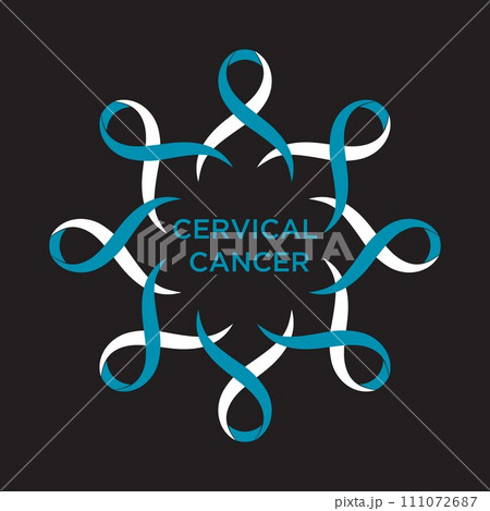 Cancer ribbon white and teal color representing...のイラスト素材 [111072687 ...