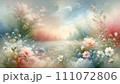 霧がかかった幻想的な花畑 111072806