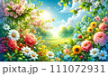 花いっぱいの明るい背景 111072931