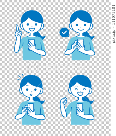 Set of women operating smartphones 111073181