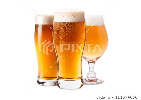 Set of Beer glasses on a white background. Mugs with drink like Ipa, Pale Ale, Pilsner, Porter or Stout Set of Beer glasses on a white background. Mugs with drink like Ipa, Pale Ale, Pilsner, Porter or Stout 111074066