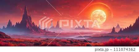Alien planet: red sunset 111074362