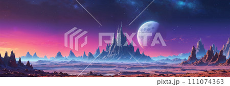 Futuristic alien mountain landscape 111074363