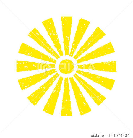 Hand painted sun symbol, hand drawn with crayon Hand painted sun symbol, hand drawn with crayon 111074484