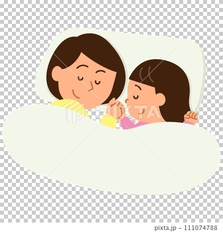 Parent and child sleeping holding hands 111074788