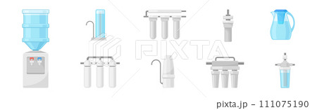 Water Filtration with Home Systems and Facility Vector Set 111075190