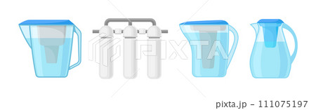 Water Filtration with Home Systems and Facility Vector Set 111075197