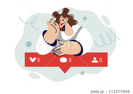 Woman blogger is crying due to lack of popularity and zero interest from subscribers in content 111075908
