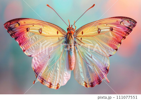 Graceful butterfly with open wings on pink background 111077551