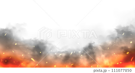 Black realistic smoke, dust clouds isolated on white background. Dirty polluted smog or fog. Air pollution, mist effect. Smoke from fire or explosion. Vector illustration Black realistic smoke, dust clouds isolated on white background. Dirty polluted smog or fog. Air pollution, mist effect. Smoke from fire or explosion. Vector illustration 111077850