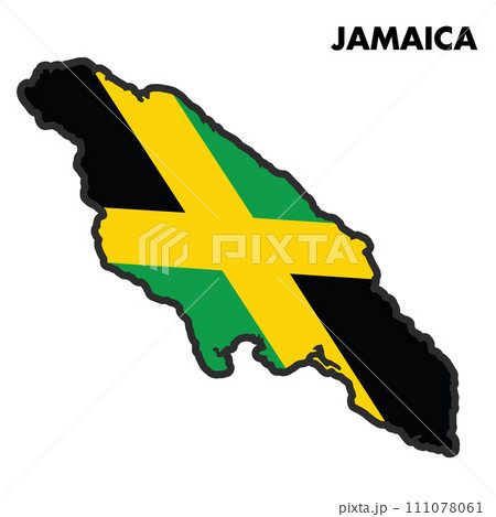 Isolated map of Jamaica with its flag Vector 111078061