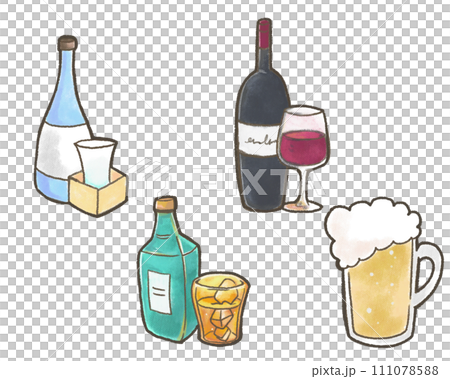 設定用蠟筆繪製的酒精插圖 111078588