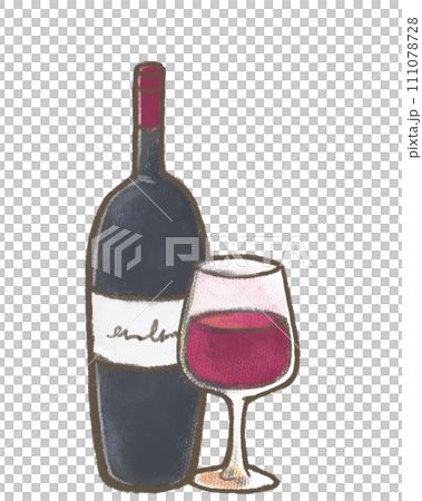 Illustration of wine drawn with crayons 111078728