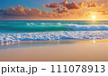 Ocean sunset: majestic shoreline beauty 111078913