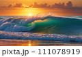Sunset beach: wave and sky 111078919