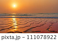 Sunset beach landscape with orange sky 111078922