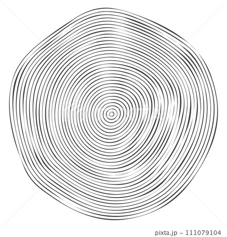 Wooden topography circles. Wood organic slice line design. Line ripple circle wood texture. Tree cut 111079104
