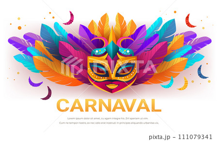 colorful masks brazilian festival holiday celebration greeting invitation postcard culture and tradition carnival party concept 111079341