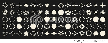 Brutalist geometric shapes, symbols. Simple primitive elements and forms. Bauhaus retro design, trendy contemporary minimalist style. Vector illustration Brutalist geometric shapes, symbols. Simple primitive elements and forms. Bauhaus retro design, trendy contemporary minimalist style. Vector illustration 111079376