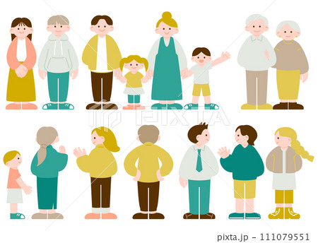 シンプルでフラットな表現の人物セット シンプルでフラットな表現の人物セット 111079551