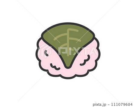 桜餅のアイコン（線画カラー）のイラスト 111079684