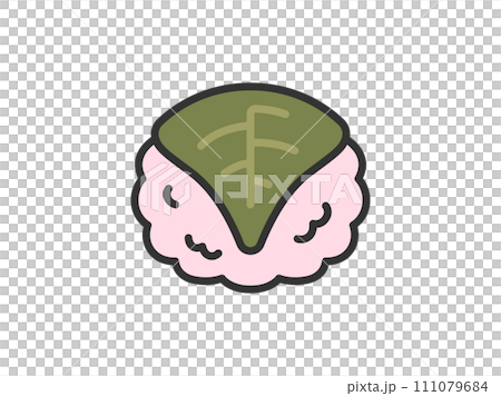 桜餅のアイコン（線画カラー）のイラスト 111079684
