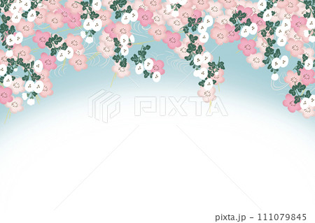 イラスト素材:青空の中の桜ー和柄背景 イラスト素材:青空の中の桜ー和柄背景 111079845