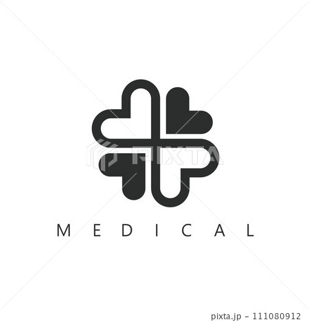 black medical cross heart icon vector concept design 111080912