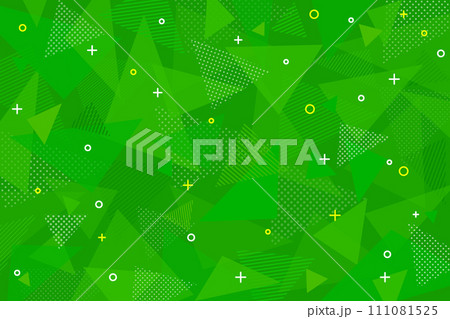 背景素材 緑色 バックグラウンド 三角パターン 模様 柄 ポップ ドット ストライプ 111081525