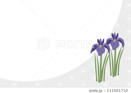 菖蒲の花と麻の葉文様のフレーム 111081710