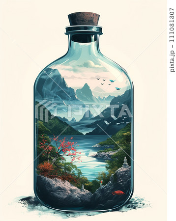 瓶の中の風景 AI画像のイラスト素材 [111081807] - PIXTA 