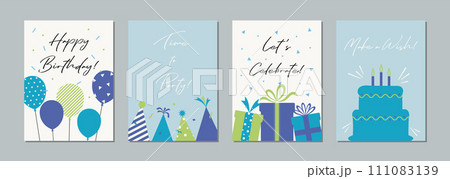 バースデーカードセット フレーム 背景 ベスターイラスト ケーキ バルーン おしゃれ バースデーカードセット フレーム 背景 ベスターイラスト ケーキ バルーン おしゃれ 111083139