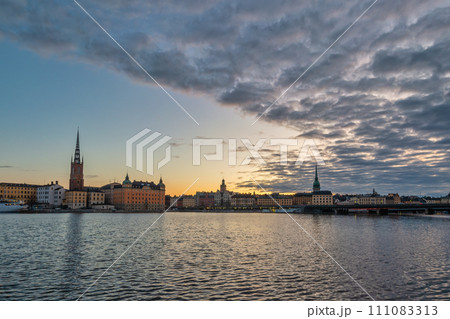 Stockholm Sweden, sunrise city skyline at Gamla Stan old town Stockholm Sweden, sunrise city skyline at Gamla Stan old town 111083313