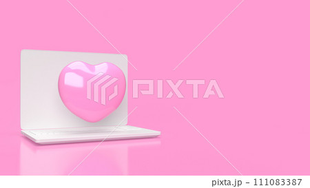 The laptop and pink hearth for Technology or medical concept 3d rendering. The laptop and pink hearth for Technology or medical concept 3d rendering. 111083387