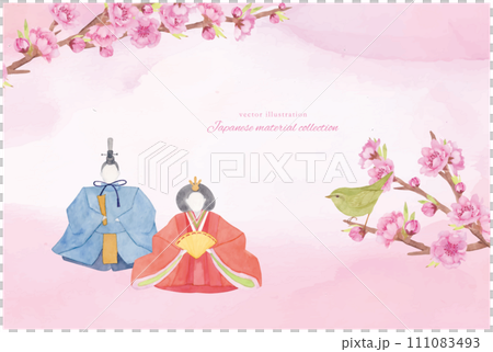 Illustration material of Hinamatsuri painted in watercolor Illustration material of Hinamatsuri painted in watercolor 111083493