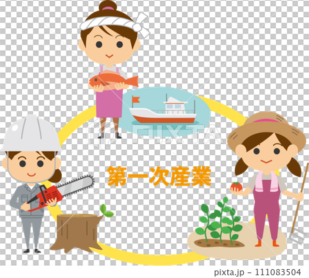 第一次産業で働く女性のイメージイラスト 第一次産業で働く女性のイメージイラスト 111083504