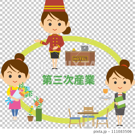 第三次産業で働く女性のイメージイラスト 111083506