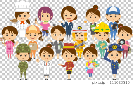 働く女性達のイメージイラスト 111083510