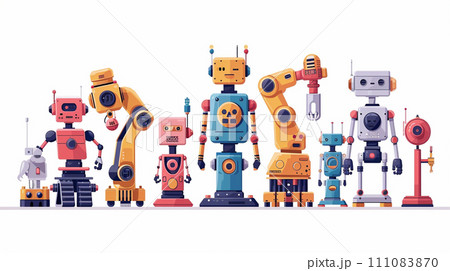 ロボティクスとAI：ロボット工場、人工知能の開発。