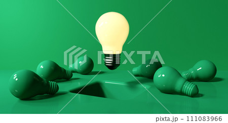 One out unique idea light bulb with a hole on the floor - 3D One out unique idea light bulb with a hole on the floor - 3D 111083966