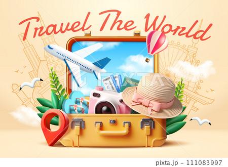 3D luggage traveling poster 111083997