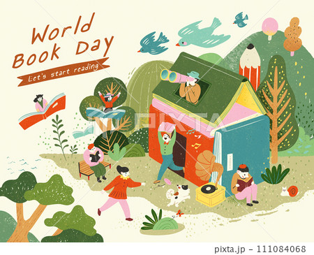 Adorable people on World book day 111084068