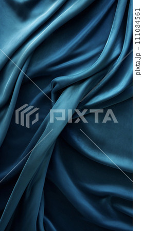 青いサテンの布の背景　AI画像 111084561